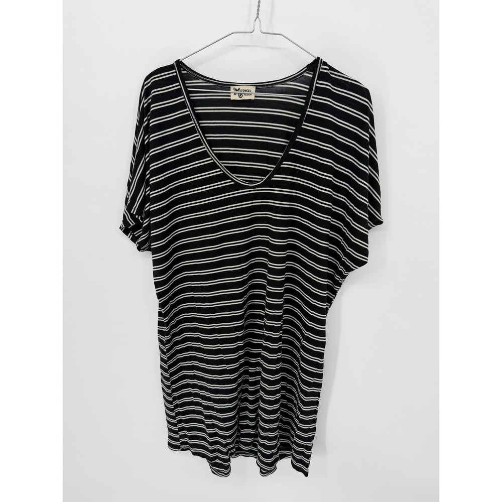 Show Me Your Mumu Womens Dress Striped V-Neck Black Medium